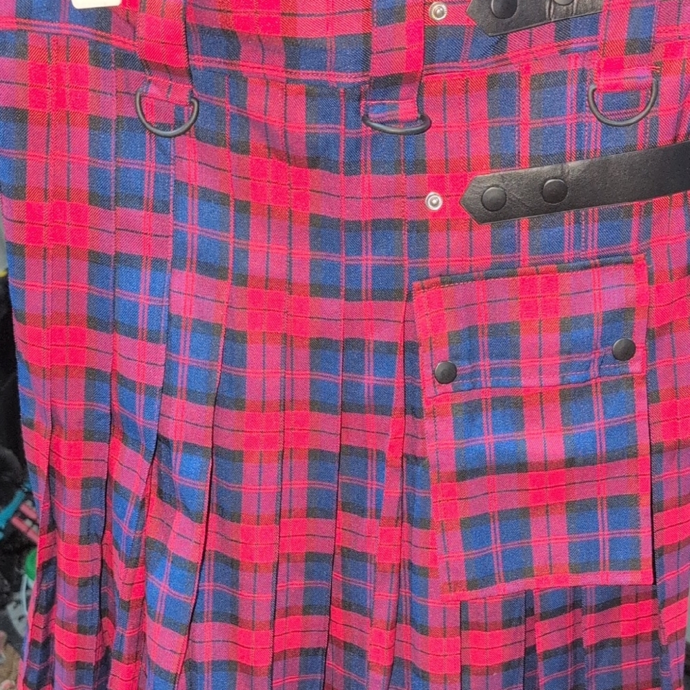 Men's Red and Blue Plaid Kilt